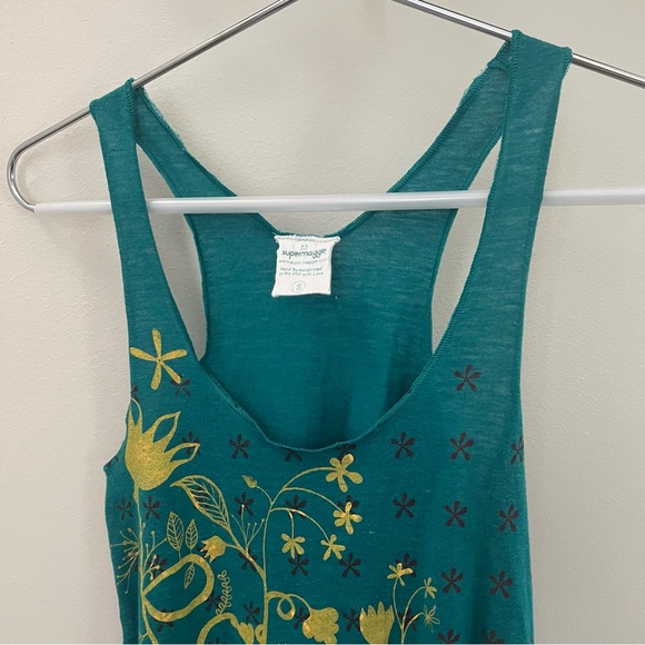 SuperMaggie Vintage Women’s Green Boho Floral Tank Top Oversized Size Small - Picture 8 of 11